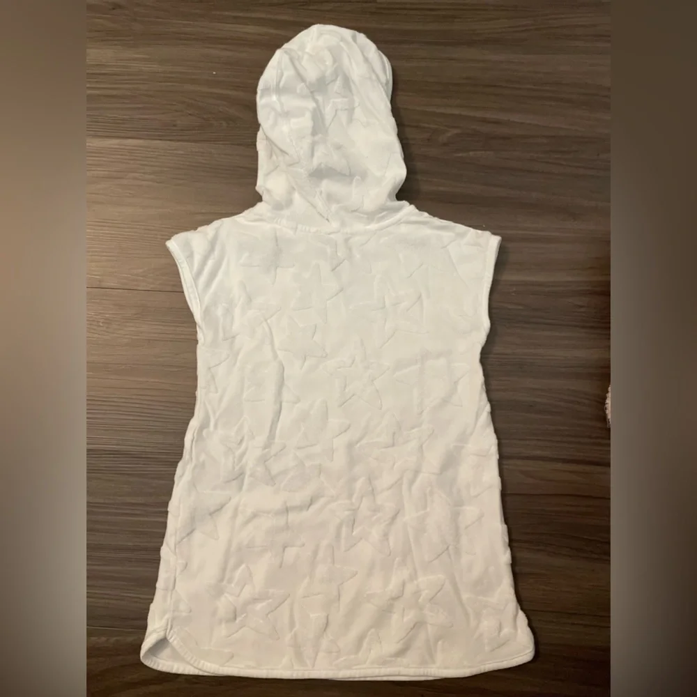 Cat & Jack White Hooded swim cover up Top with Star Design size 4T Girls